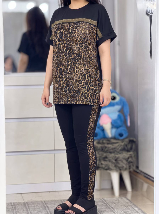 ست تی شرت و شلوار راحتی زنانه مدل ساتین