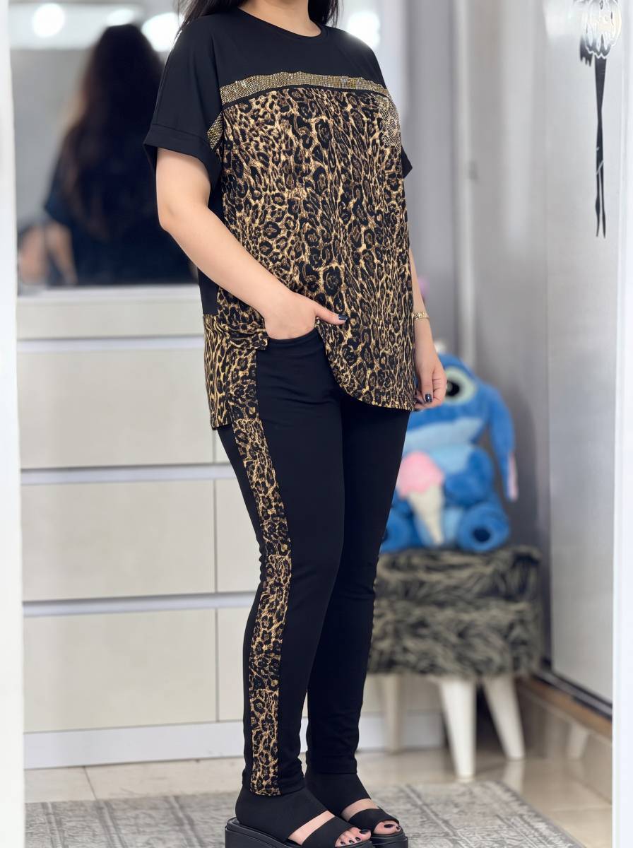 ست تی شرت و شلوار راحتی زنانه مدل ساتین