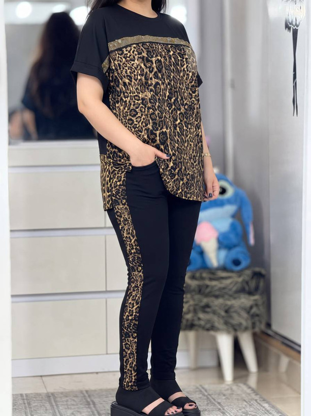 ست تی شرت و شلوار راحتی زنانه مدل ساتین