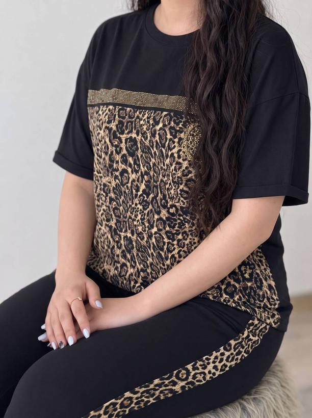 ست تی شرت و شلوار راحتی زنانه مدل ساتین