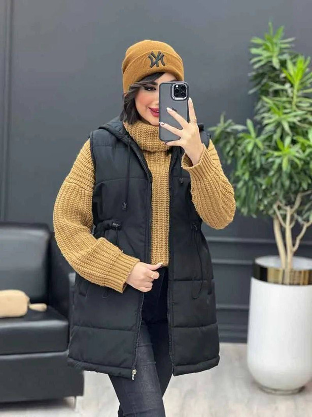 پافر کمرگت زنانه مشکی مدل پاپیا