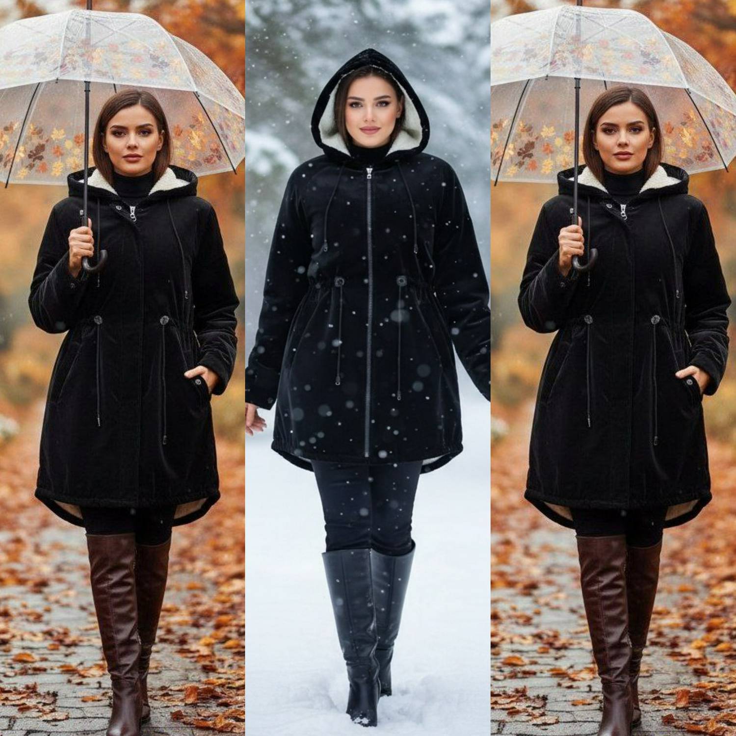 کاپشن زنانه داخل خز مدل ماه بانو