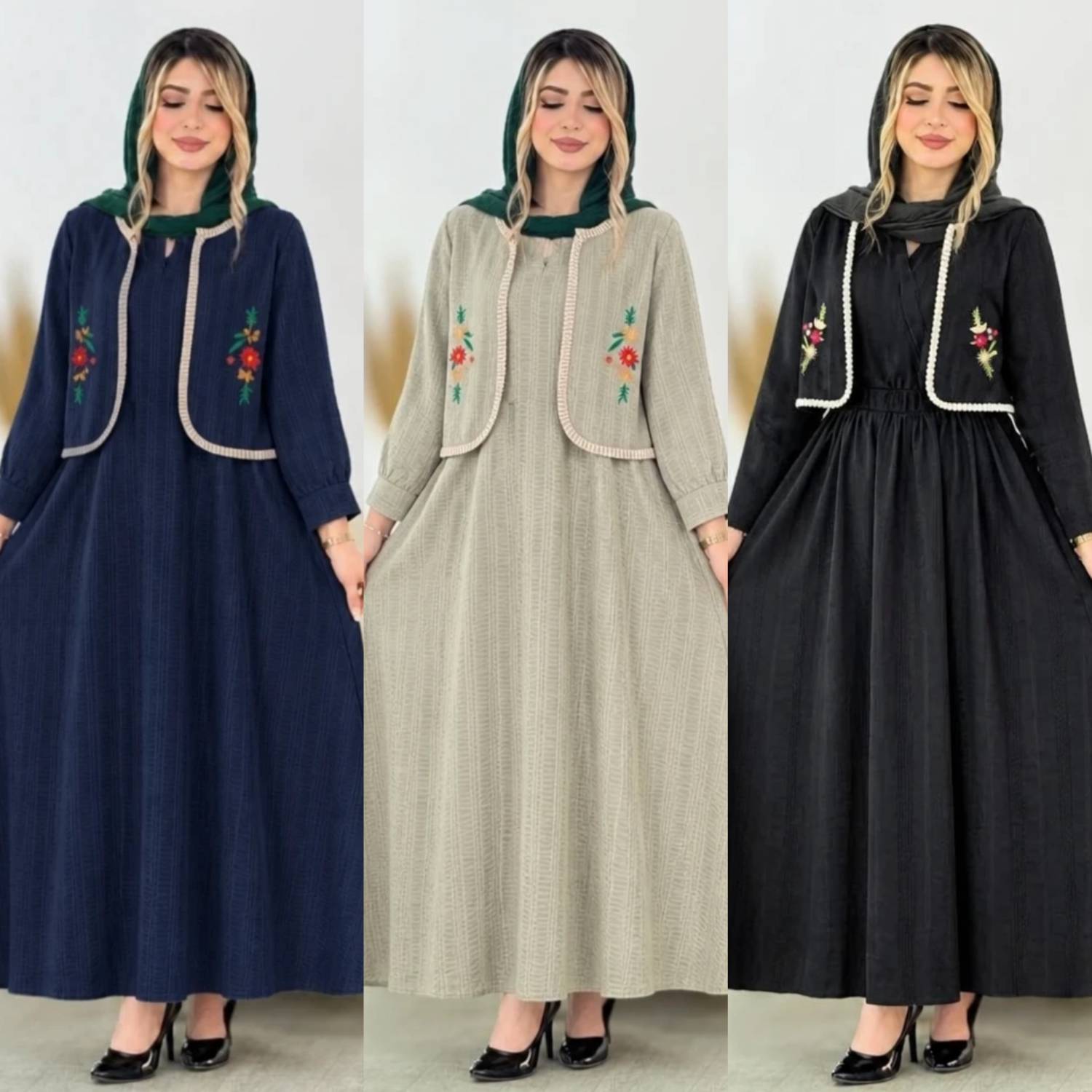 ست کت سارافون 2 تکه با گلدوزی مدل کوکی