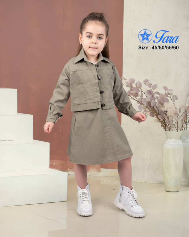 ست کت و سارافون دخترانه جنس کتان