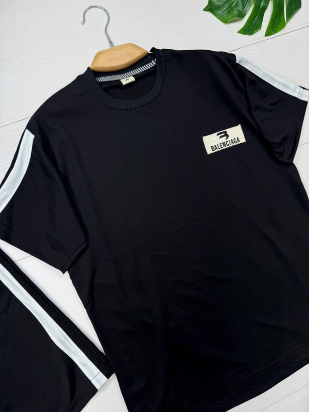 ست تی شرت و شلوارک مردانه جنس پنبه گلکسی مدل Balenciaga