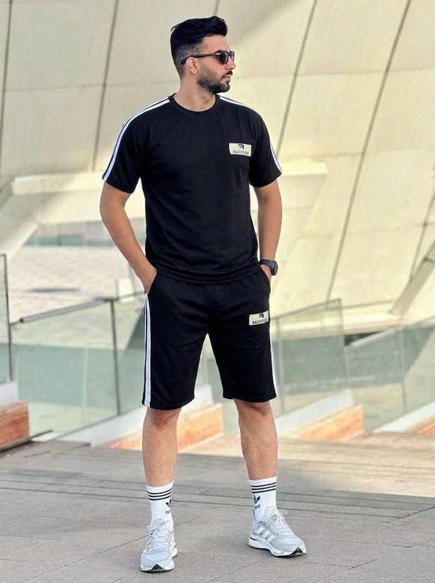 ست تی شرت و شلوارک مردانه جنس پنبه گلکسی مدل Balenciaga